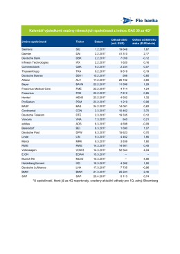 Kalendář výsledkové sezóny německých společností z indexu DAX