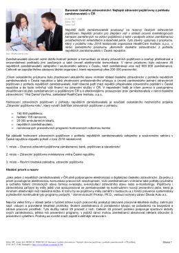 Barometr česk&eacute;ho zdravotnictv&iacute;: Nejlep&scaron;&iacute; zdravotn&iacute; poji&scaron;ťovny