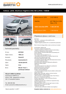 Volksw. užitk. Multivan Highline DSG 4M 2,0TDI / 150kW