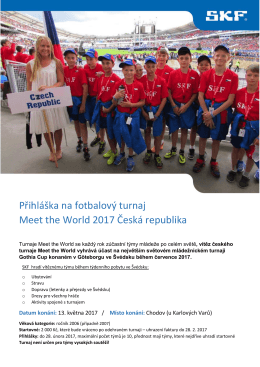 Přihláška na fotbalový turnaj Meet the World 2017 Česká