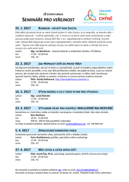 SEMINÁŘE PRO VEŘEJNOST