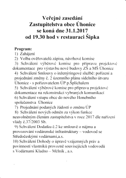 Program Veřejného zasedání Zastupitelstva obce