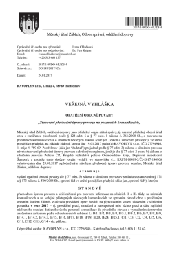 Stanovení přechodné úpravy provozu na