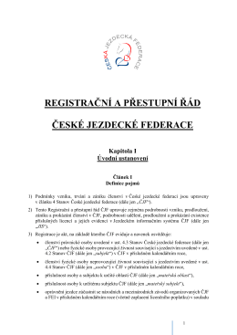 REGISTRAČNÍ A PŘESTUPNÍ ŘÁD ČESKÉ JEZDECKÉ FEDERACE