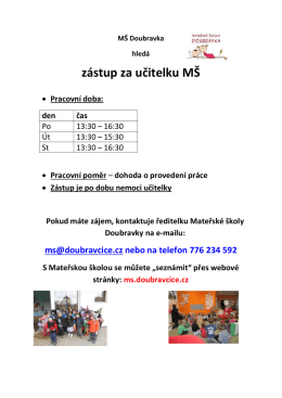 zástup za učitelku MŠ