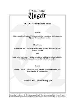 Valentýnské menu - Restaurant Ungelt