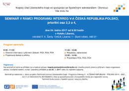 Pozvánka na seminář v Liberci dne 24. 1. 2017