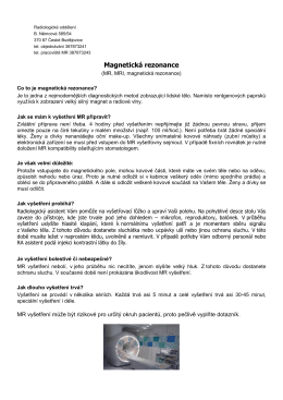 Magnetick&aacute; rezonance - Nemocnice Česk&eacute; Budějovice as