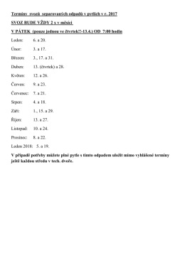Termíny svozů separovaných odpadů v pytlích v r. 2017 SVOZ