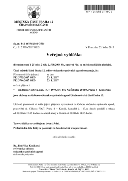 Vorlová Jindřiška - Veřejná vyhláška