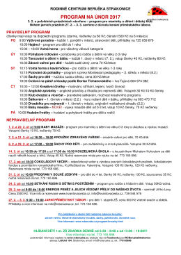 program na únor 2017 - Rodinné centrum Beruška Strakonice
