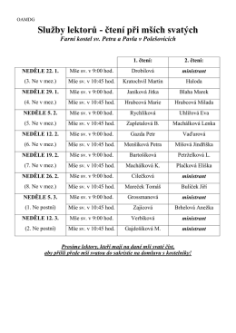 Služby lektorů - čtení při mších svatých