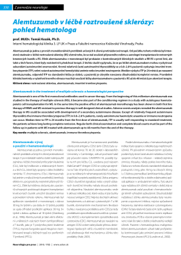 Alemtuzumab v léčbě roztroušené sklerózy: pohled