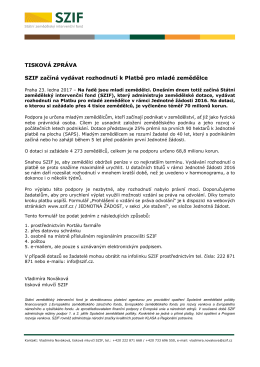 SZIF začíná vydávat rozhodnutí k Platbě pro mladé zemědělce