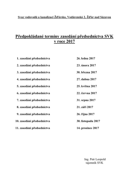 Termíny zasedání předsednictva SVK v r. 2017