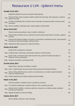 Kompletní polední menu na aktuální týden v