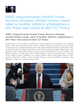 VIDEO: Inaugurační projev Donalda Trumpa. Revoluce