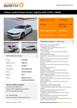 Volksw. osobní Passat Variant Highline DSG 2,0TDi / 140kW