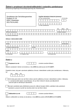 Ž&aacute;dost o proplacen&iacute; dovolen&eacute;/od&scaron;kodněn&iacute; vyslan&eacute;ho zaměstnance