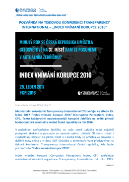 pozvánka na tiskovou konferenci transparency international – „index
