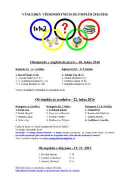 zde najdete výsledky školních kol vědomostních olympiád i úspěchy
