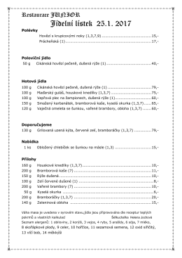 Jídelní lístek 25.1. 2017