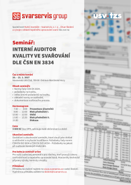 INTERN&Iacute; AUDITOR KVALITY VE SVAŘOV&Aacute;N&Iacute; DLE