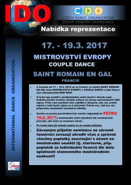 Nabídka reprezentace MISTROVSTVÍ EVROPY SAINT ROMAIN EN