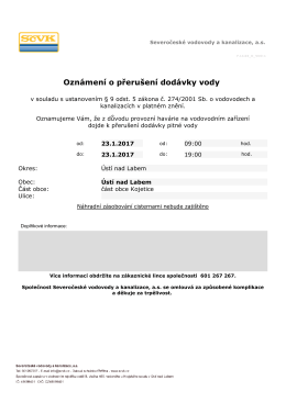 Oznámení o přerušení dodávky vody