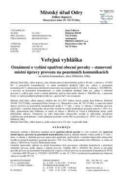 Stanovení dopravního značení ul. Dělnická, zrcadlo.