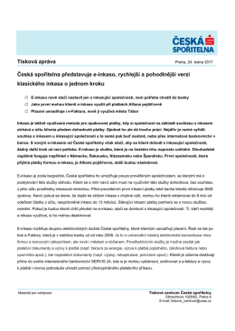 Tisková zpráva Česká spořitelna představuje e