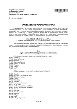 NAŘÍZENÍ STÁTNÍ VETERINÁRNÍ SPRÁVY mimořádná veterinární