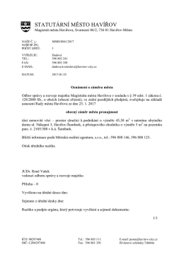 STATUT&Aacute;RN&Iacute; MĚSTO HAV&Iacute;ŘOV