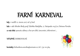 Pozvánka na dětský farní karneval