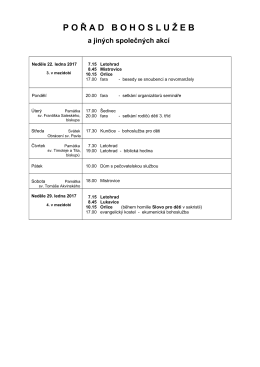Aktu&aacute;ln&iacute; pořad bohoslužeb Vloženo 22. 1. 2017