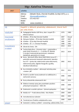 Mgr. Kateřina Tihonová - Základní škola Za Alejí