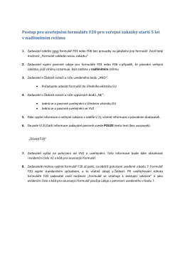 Postup pro uveřejnění formuláře F20 pro veřejné zakázky starší 5 let