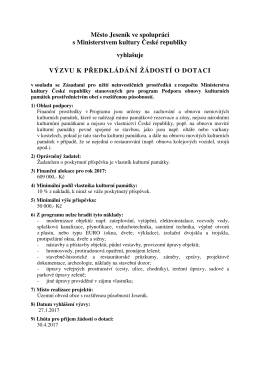 Výzva k předkládání žádostí o dotaci