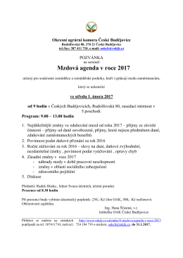 Mzdová agenda v roce 2017 - Regionální agrární komora