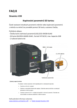FAQ 8 - Sinamics V20 - Kopírování parametrů SD kartou