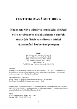 certifikovaná metodika - Mikrobiologický ústav AV ČR, vvi