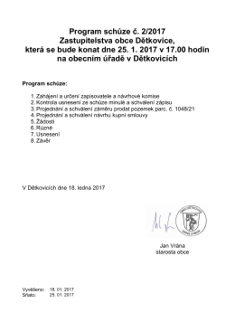Program schůze č.2-2017