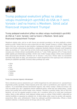 Trump podepsal exekutivní příkaz na zákaz vstupu