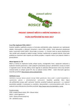 Pl&aacute;n zlep&scaron;ov&aacute;n&iacute; PZM a MA21 Rosice na rok 2017