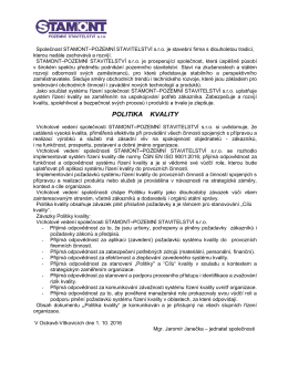 politika kvality - STAMONT