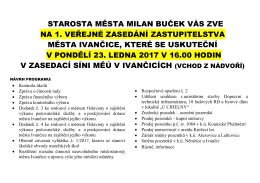 Pozvánka na 1. veřejné zasedání zastupitelstva města Ivančice