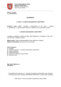 INFORMACE o konání 1. zasedání Zastupitelstva města Děčín