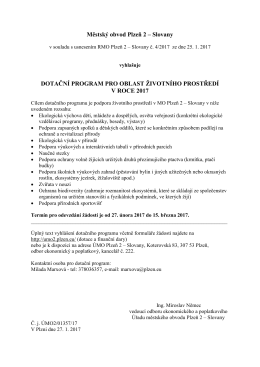 Městský obvod Plzeň 2 – Slovany DOTAČNÍ PROGRAM PRO