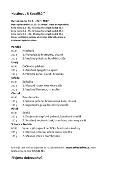 Hostinec „ U Kovaříků ” Přejeme dobrou chuť.