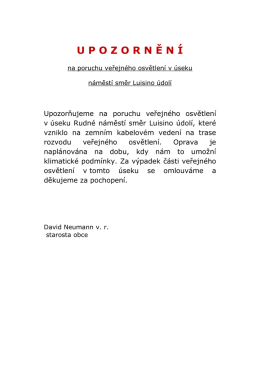 Upozorněn&iacute; na poruchu veřejn&eacute;ho osvětlen&iacute; směr Luisino &uacute;dol&iacute;